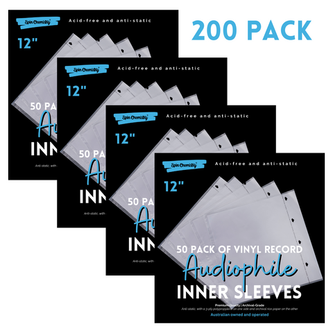 200 Pack Archival Grade 12" Inner Sleeves for Vinyl Records (Audiophile Range)